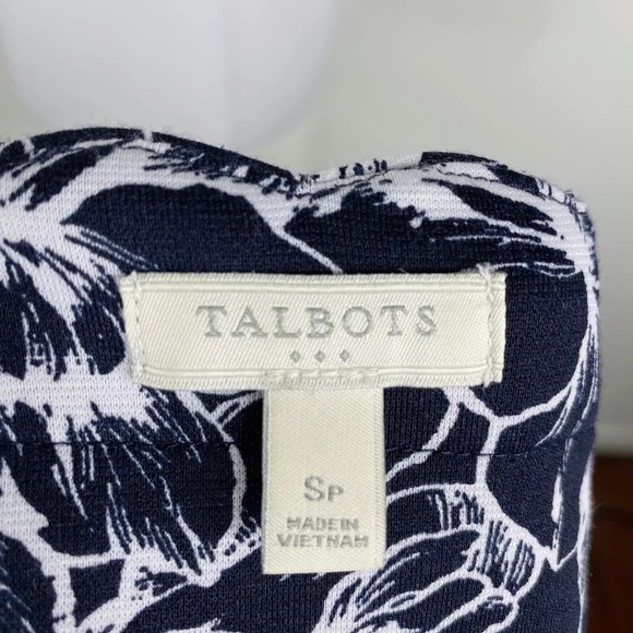 Talbots Dress Scalloped Neckline Blue White Floral Sz. SP - Picture 8 of 10